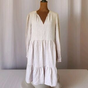Cynthia Rowley Cream Long-Sleeve Tiered Mini Dress